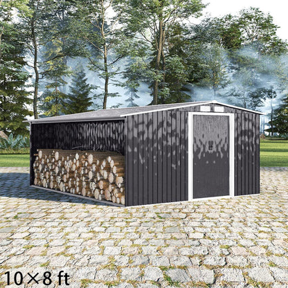 4×8/ 6×8 / 8×8/ 10×8ft Steel Garden Storage Bike Shed with Gable Roof Top Air Circulation Design - House Comfort