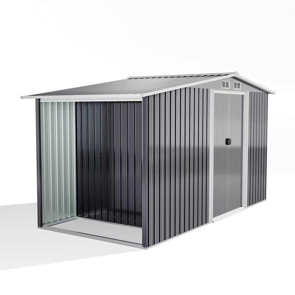 4×8/ 6×8 / 8×8/ 10×8ft Steel Garden Storage Bike Shed with Gable Roof Top Air Circulation Design - House Comfort