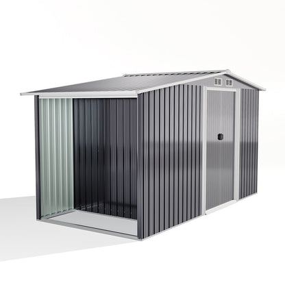 4×8/ 6×8 / 8×8/ 10×8ft Steel Garden Storage Bike Shed with Gable Roof Top Air Circulation Design - House Comfort