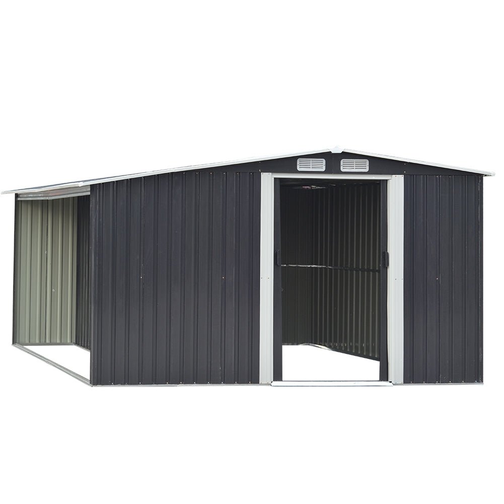 4×8/ 6×8 / 8×8/ 10×8ft Steel Garden Storage Bike Shed with Gable Roof Top Air Circulation Design - House Comfort