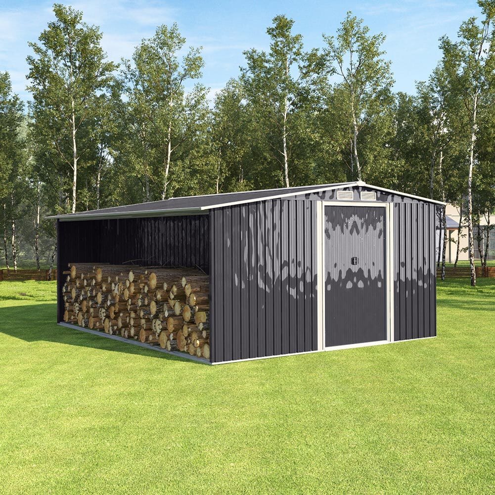 4×8/ 6×8 / 8×8/ 10×8ft Steel Garden Storage Bike Shed with Gable Roof Top Air Circulation Design - House Comfort