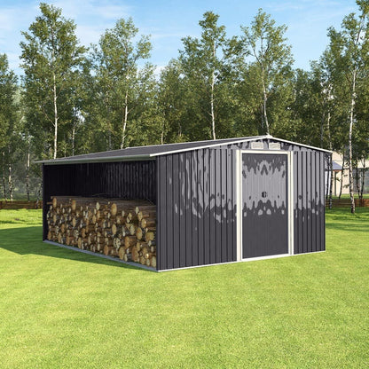 4×8/ 6×8 / 8×8/ 10×8ft Steel Garden Storage Bike Shed with Gable Roof Top Air Circulation Design - House Comfort