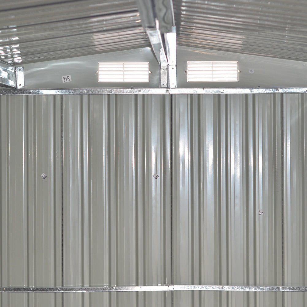 4×8/ 6×8 / 8×8/ 10×8ft Steel Garden Storage Bike Shed with Gable Roof Top Air Circulation Design - House Comfort