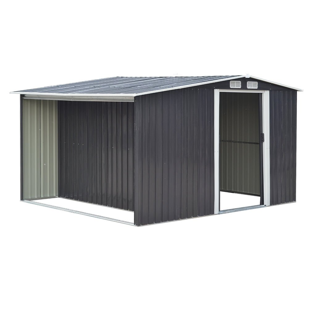 4×8/ 6×8 / 8×8/ 10×8ft Steel Garden Storage Bike Shed with Gable Roof Top Air Circulation Design - House Comfort