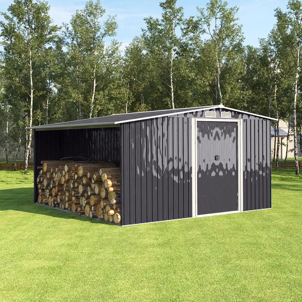 4×8/ 6×8 / 8×8/ 10×8ft Steel Garden Storage Bike Shed with Gable Roof Top Air Circulation Design - House Comfort