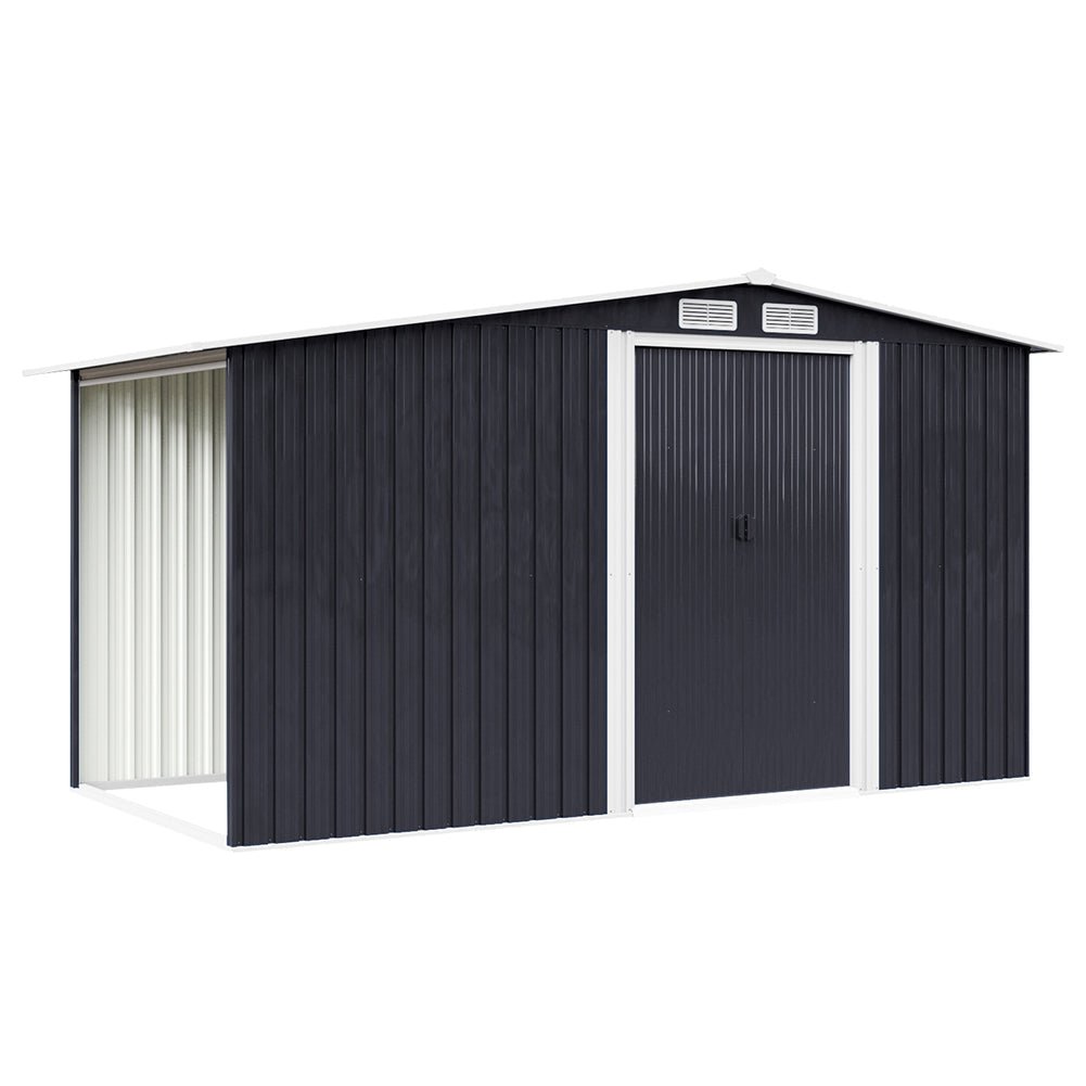 4×8/ 6×8 / 8×8/ 10×8ft Steel Garden Storage Bike Shed with Gable Roof Top Air Circulation Design - House Comfort