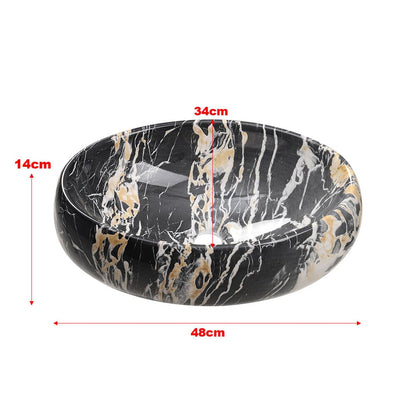 48cm W Ceramics Bathroom Sink Oval Vessel Sink with Drain Stopper - House Comfort