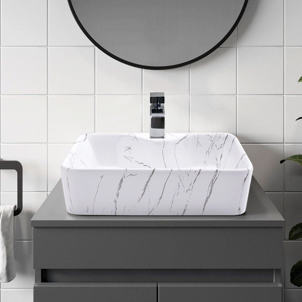 48cm W x 37cm D Rectangular Marble Vessle Sink - House Comfort
