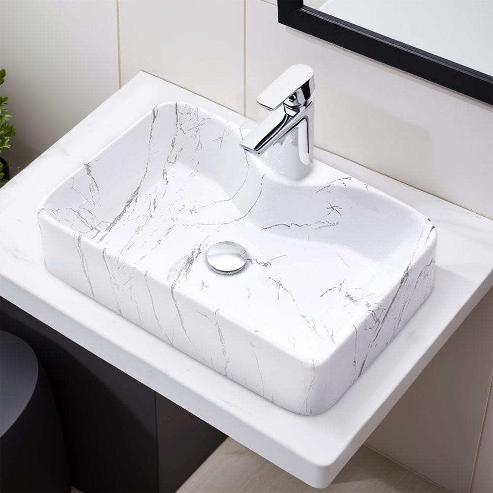 48cm W x 37cm D Rectangular Marble Vessle Sink - House Comfort