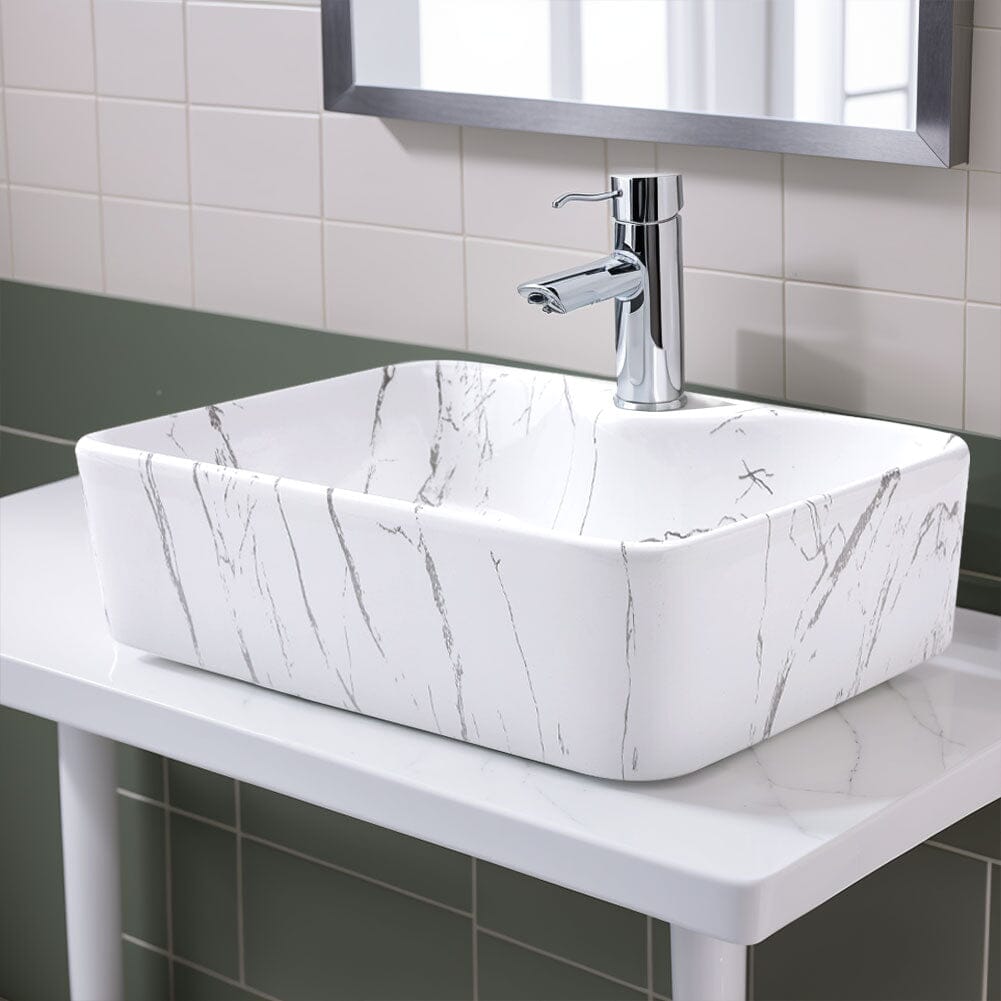 48cm W x 37cm D Rectangular Marble Vessle Sink - House Comfort