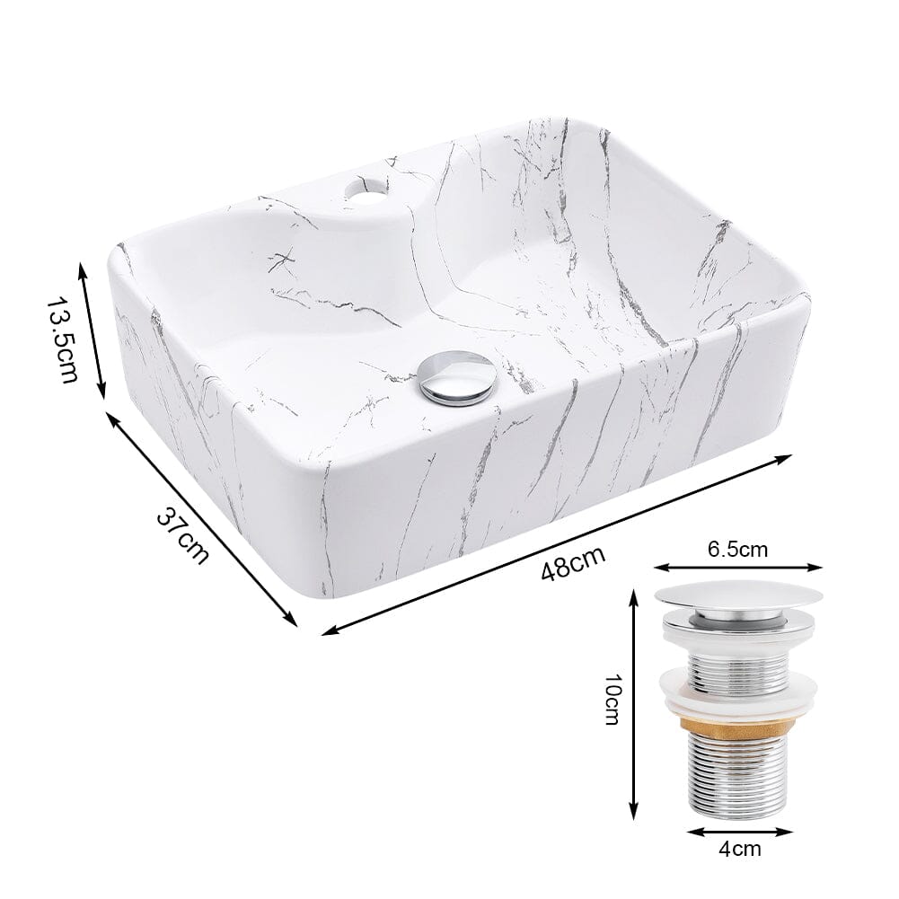 48cm W x 37cm D Rectangular Marble Vessle Sink - House Comfort
