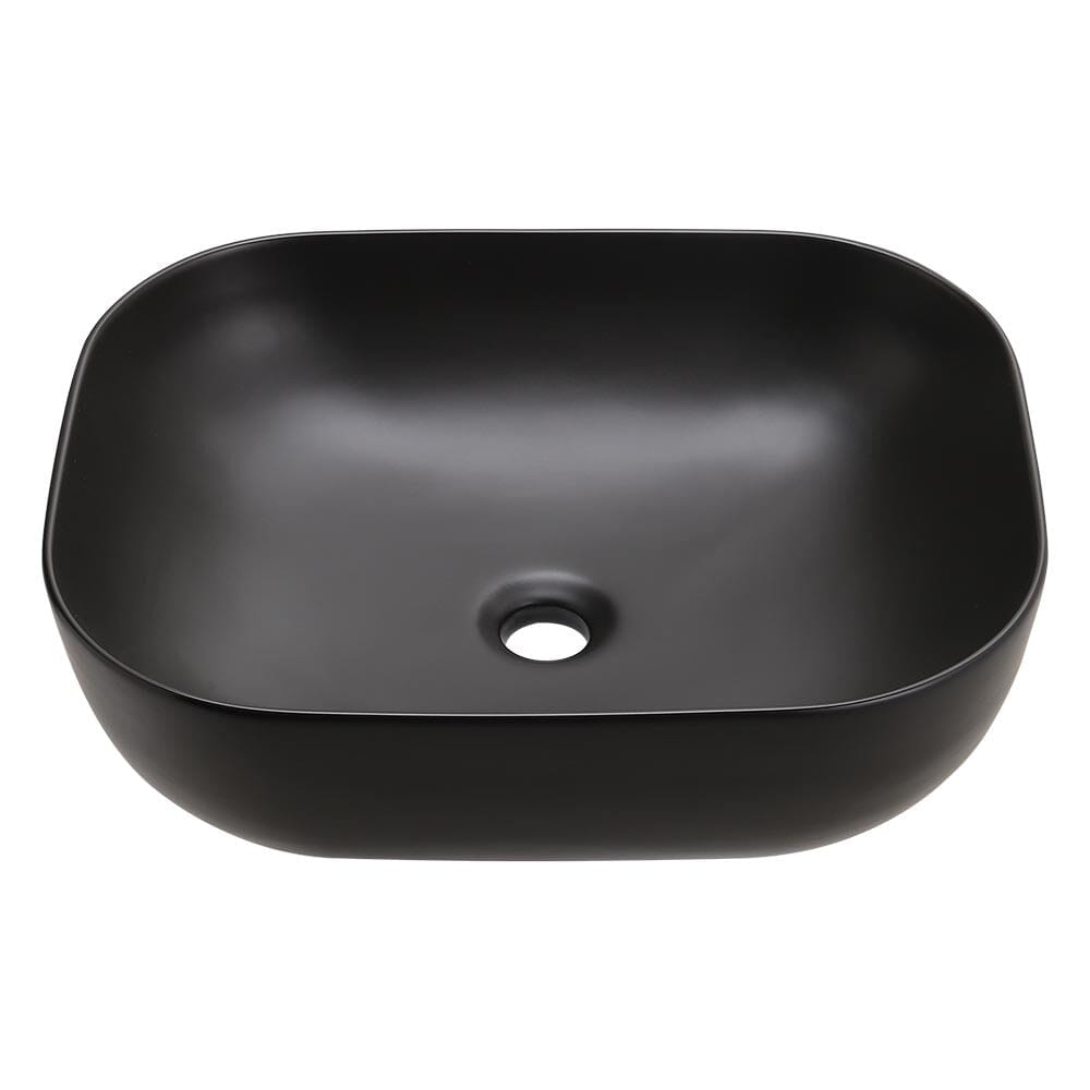 49.5cm W Black Ceramic Sink with Matte Black Finish for Bathroom - House Comfort