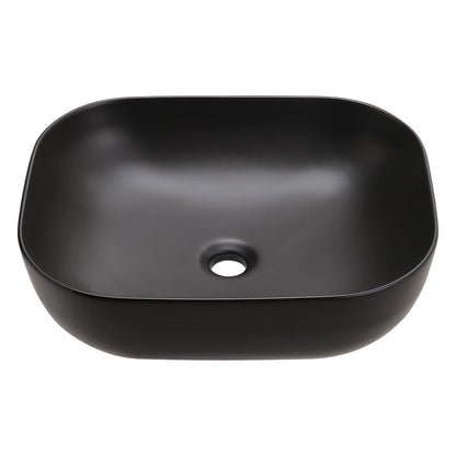 49.5cm W Black Ceramic Sink with Matte Black Finish for Bathroom - House Comfort