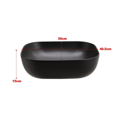 49.5cm W Black Ceramic Sink with Matte Black Finish for Bathroom - House Comfort
