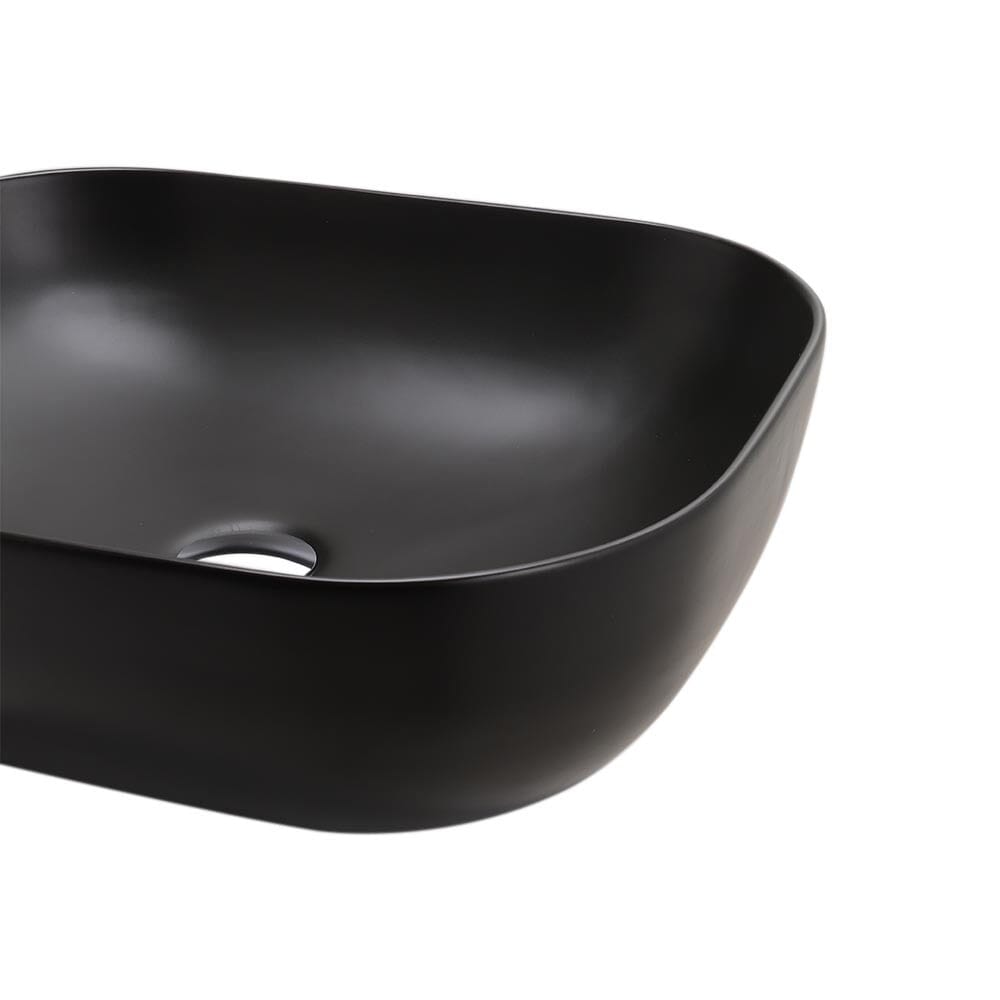 49.5cm W Black Ceramic Sink with Matte Black Finish for Bathroom - House Comfort