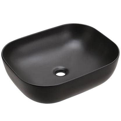 49.5cm W Black Ceramic Sink with Matte Black Finish for Bathroom - House Comfort