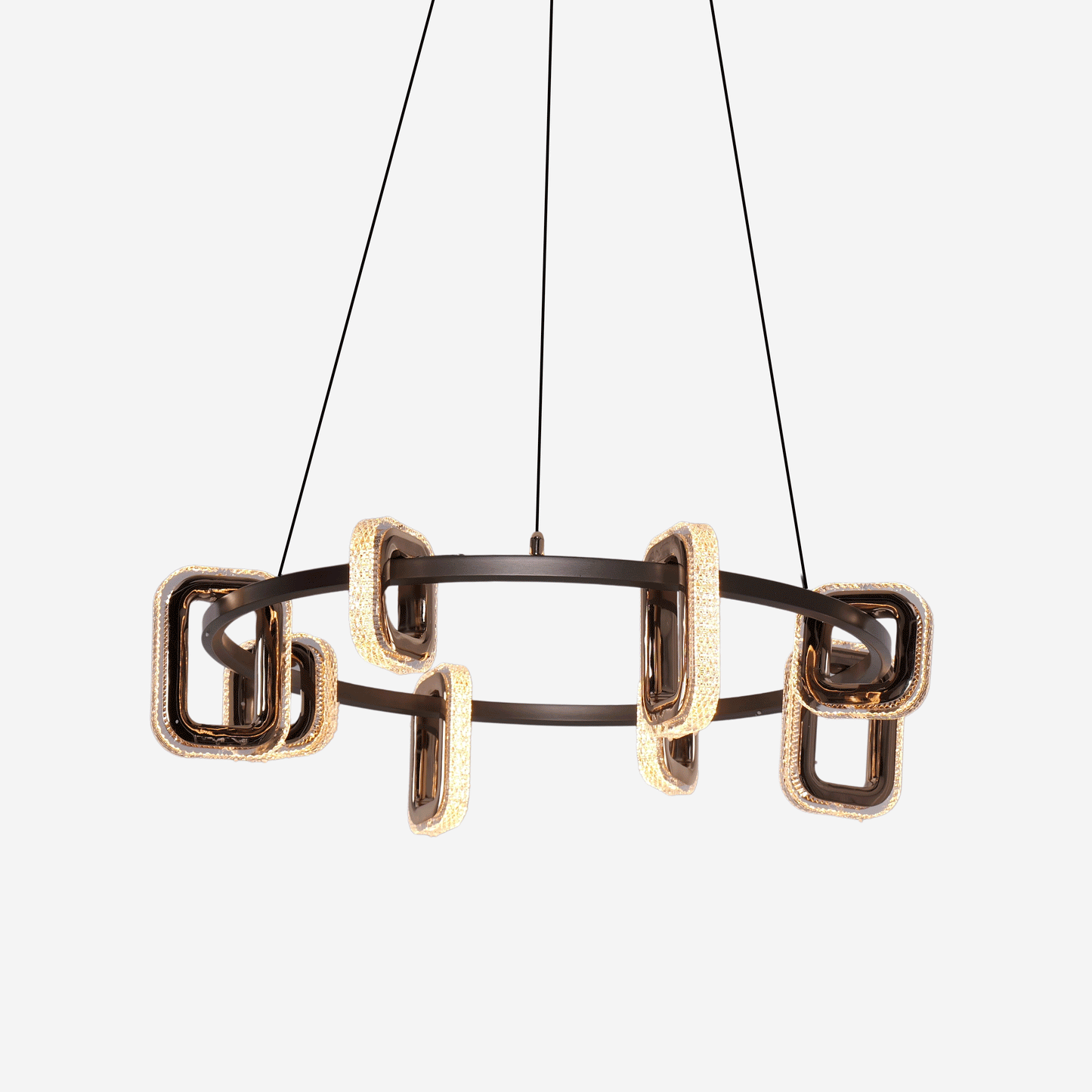 Lightsin Gold Geometric LED Pendant Light with Acrylic Accents Modern Crystal Chandelier Velora Boutique