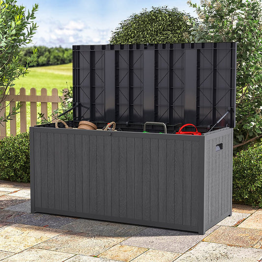 4ft PP Garden Storage Deck Box Large Outdoor Grey/Black - House Comfort