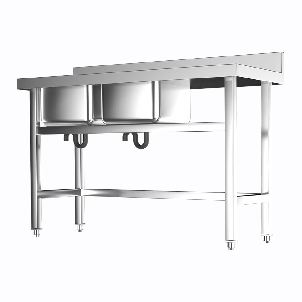4ft Stainless Steel Kitchen Commercial 3 - compartment Sink with Drainboard - House Comfort