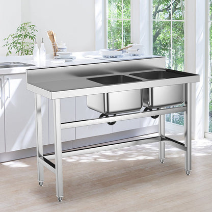 4ft Stainless Steel Kitchen Commercial 3 - compartment Sink with Drainboard - House Comfort