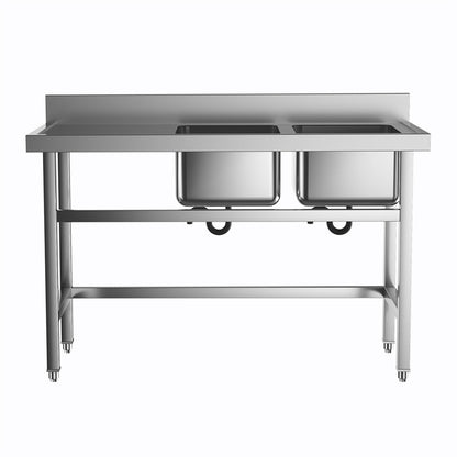 4ft Stainless Steel Kitchen Commercial 3 - compartment Sink with Drainboard - House Comfort