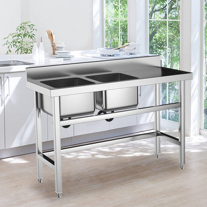 4ft Stainless Steel Kitchen Commercial 3 - compartment Sink with Drainboard - House Comfort