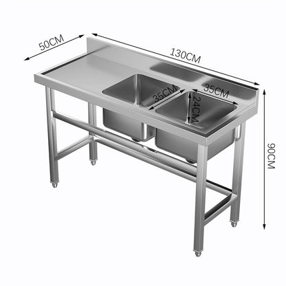 4ft Stainless Steel Kitchen Commercial 3 - compartment Sink with Drainboard - House Comfort