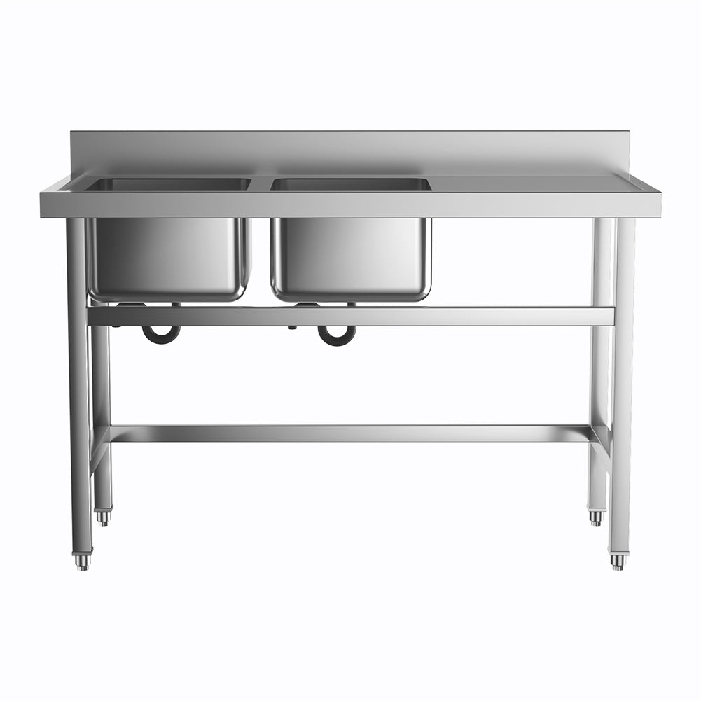 4ft Stainless Steel Kitchen Commercial 3 - compartment Sink with Drainboard - House Comfort