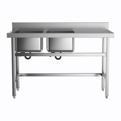 4ft Stainless Steel Kitchen Commercial 3 - compartment Sink with Drainboard - House Comfort