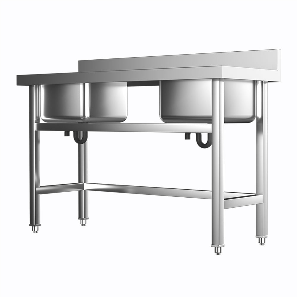 4ft Stainless Steel Kitchen Commercial 3 - compartment Sink with Drainboard - House Comfort