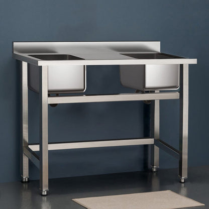 4ft Stainless Steel Kitchen Commercial 3 - compartment Sink with Drainboard - House Comfort