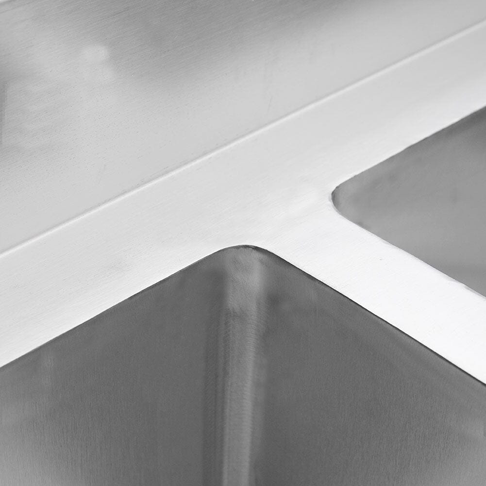 4ft W Stainless Steel Kitchen Commercial Catering Sink with 1/2 Large Compartments - House Comfort