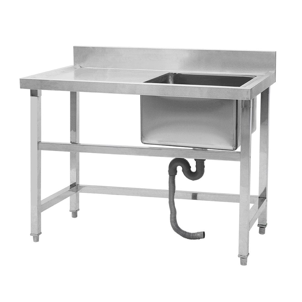 4ft W Stainless Steel Kitchen Commercial Catering Sink with 1/2 Large Compartments - House Comfort