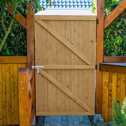 4ft/6ft H Pine Wood Garden Gate with Latch - House Comfort