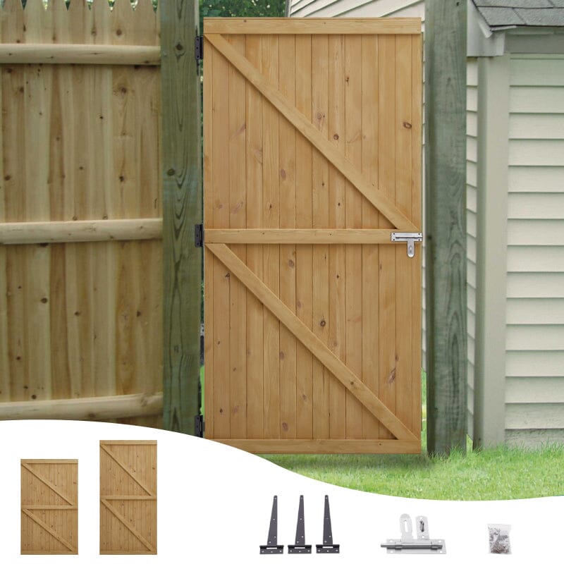 4ft/6ft H Pine Wood Garden Gate with Latch - House Comfort