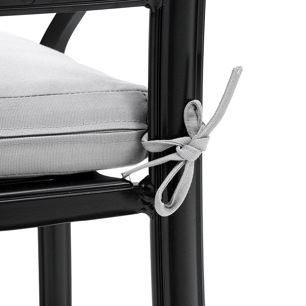 4Pcs Cast Aluminum Patio Dining Armchair with Black Frame and white Cushions - House Comfort