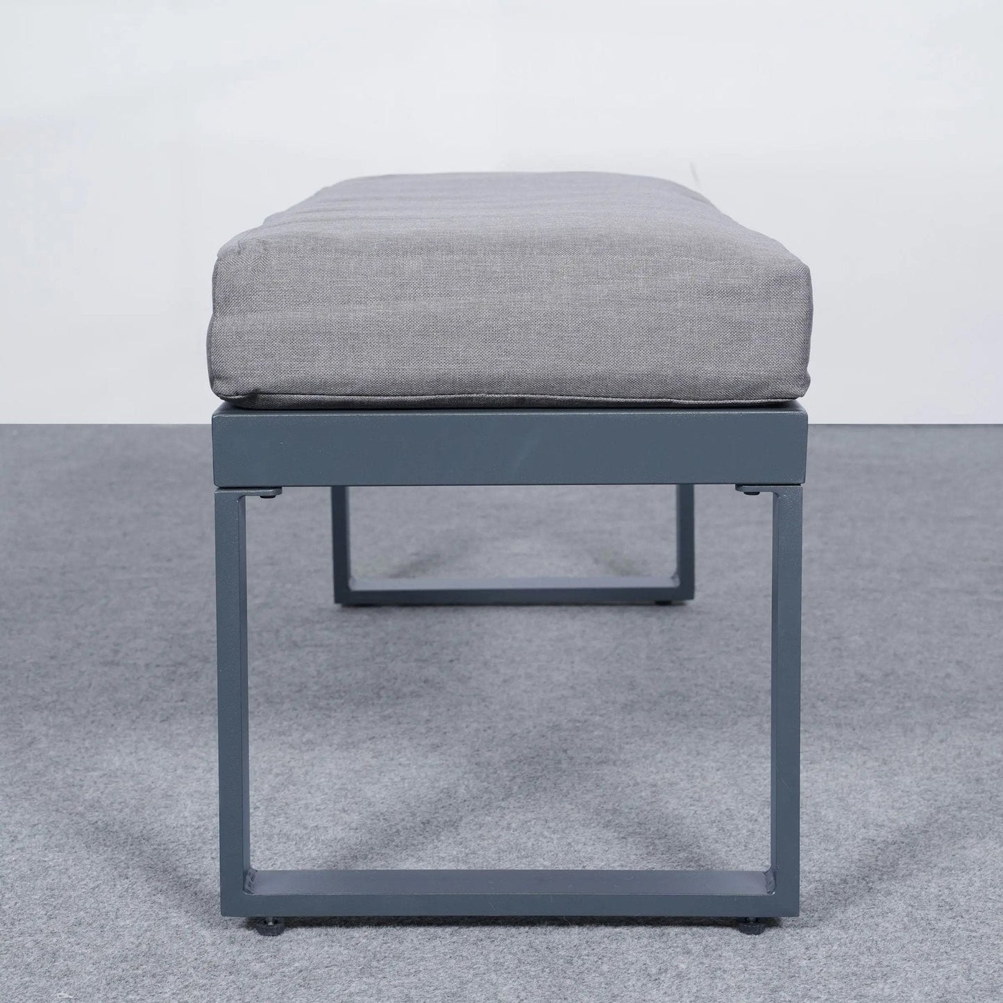 5 Piece Metal Sectional Garden Furniture Set Outdoor Corner Sofa with Cushions and Heated Table - House Comfort