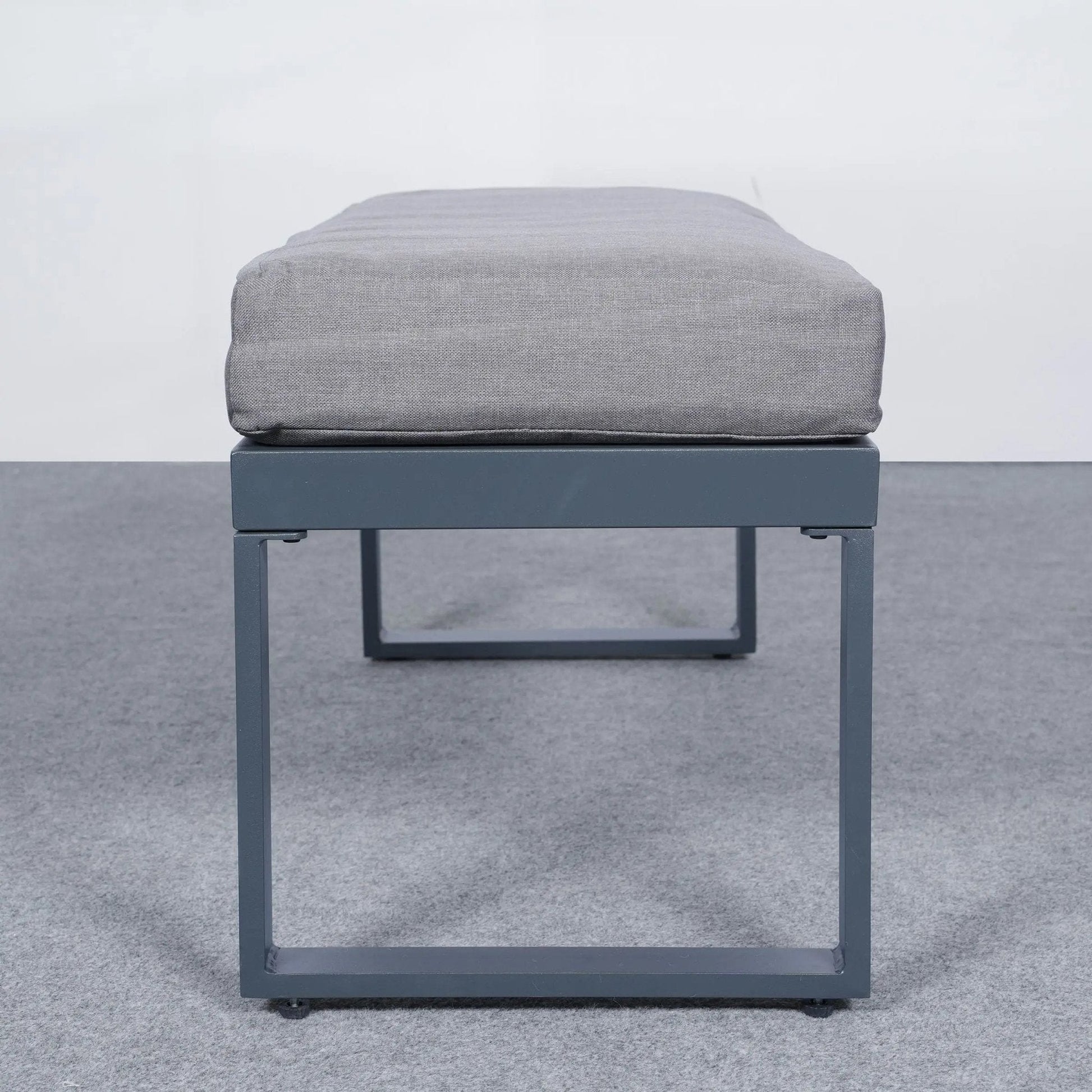 5 Piece Metal Sectional Garden Furniture Set Outdoor Corner Sofa with Cushions and Heated Table - House Comfort