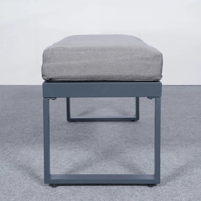 5 Piece Metal Sectional Garden Furniture Set Outdoor Corner Sofa with Cushions and Heated Table - House Comfort