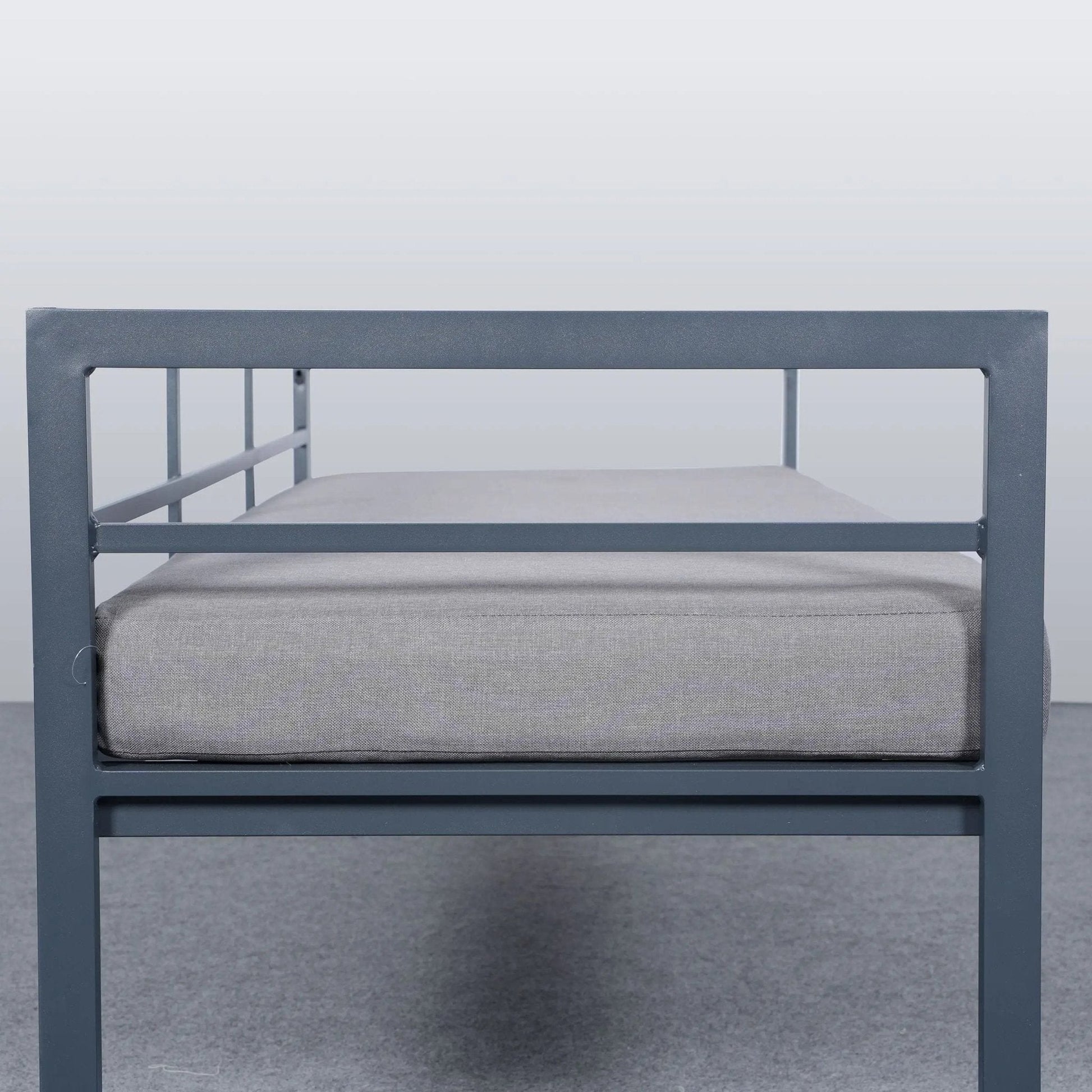 5 Piece Metal Sectional Garden Furniture Set Outdoor Corner Sofa with Cushions and Heated Table - House Comfort