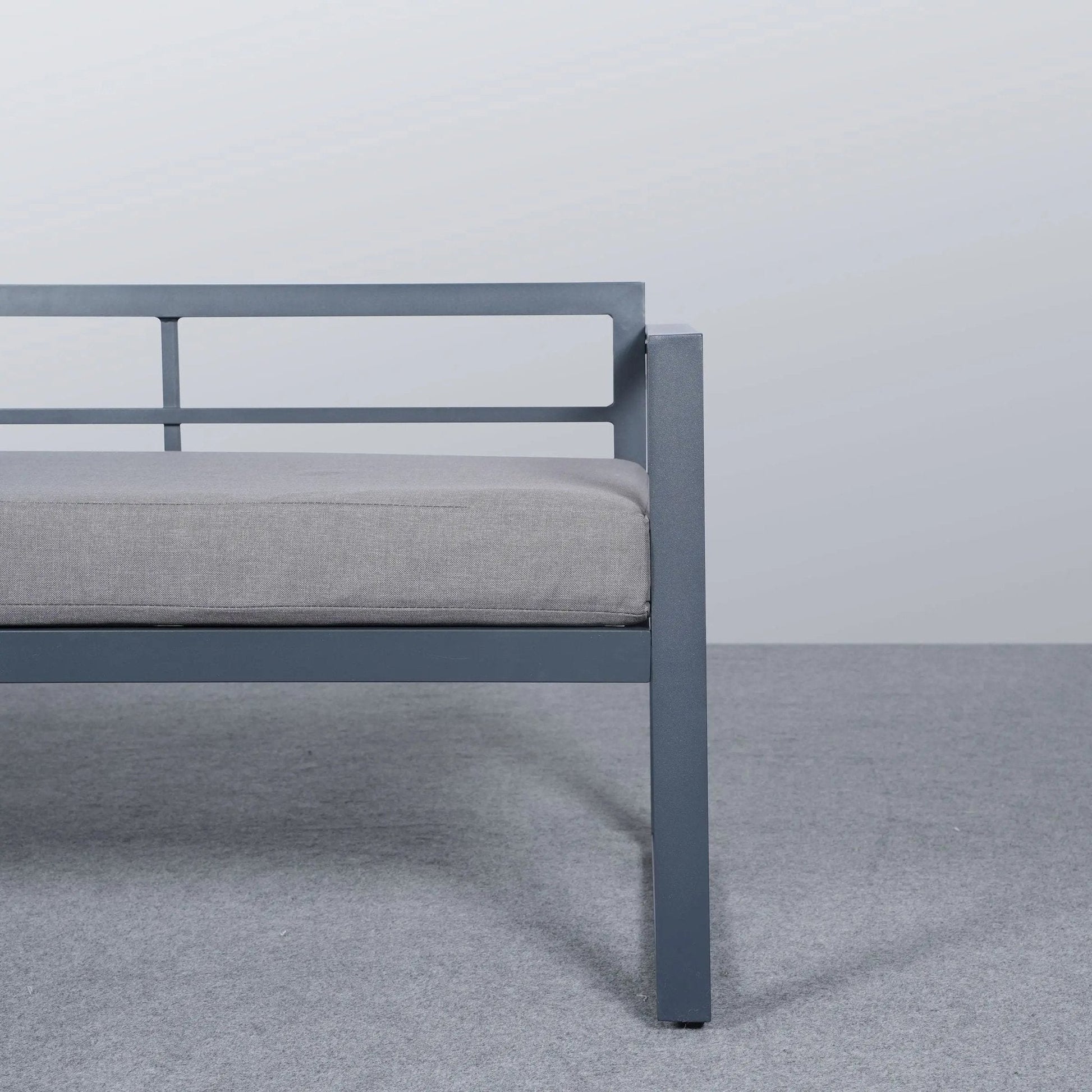 5 Piece Metal Sectional Garden Furniture Set Outdoor Corner Sofa with Cushions and Heated Table - House Comfort