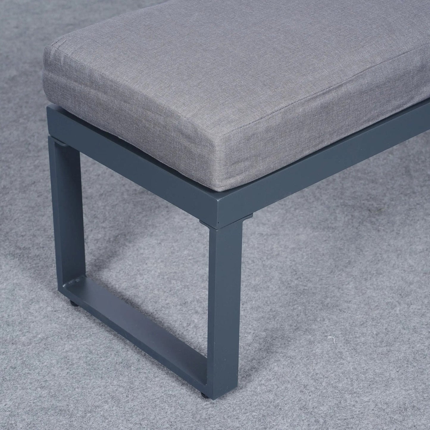 5 Piece Metal Sectional Garden Furniture Set Outdoor Corner Sofa with Cushions and Heated Table - House Comfort