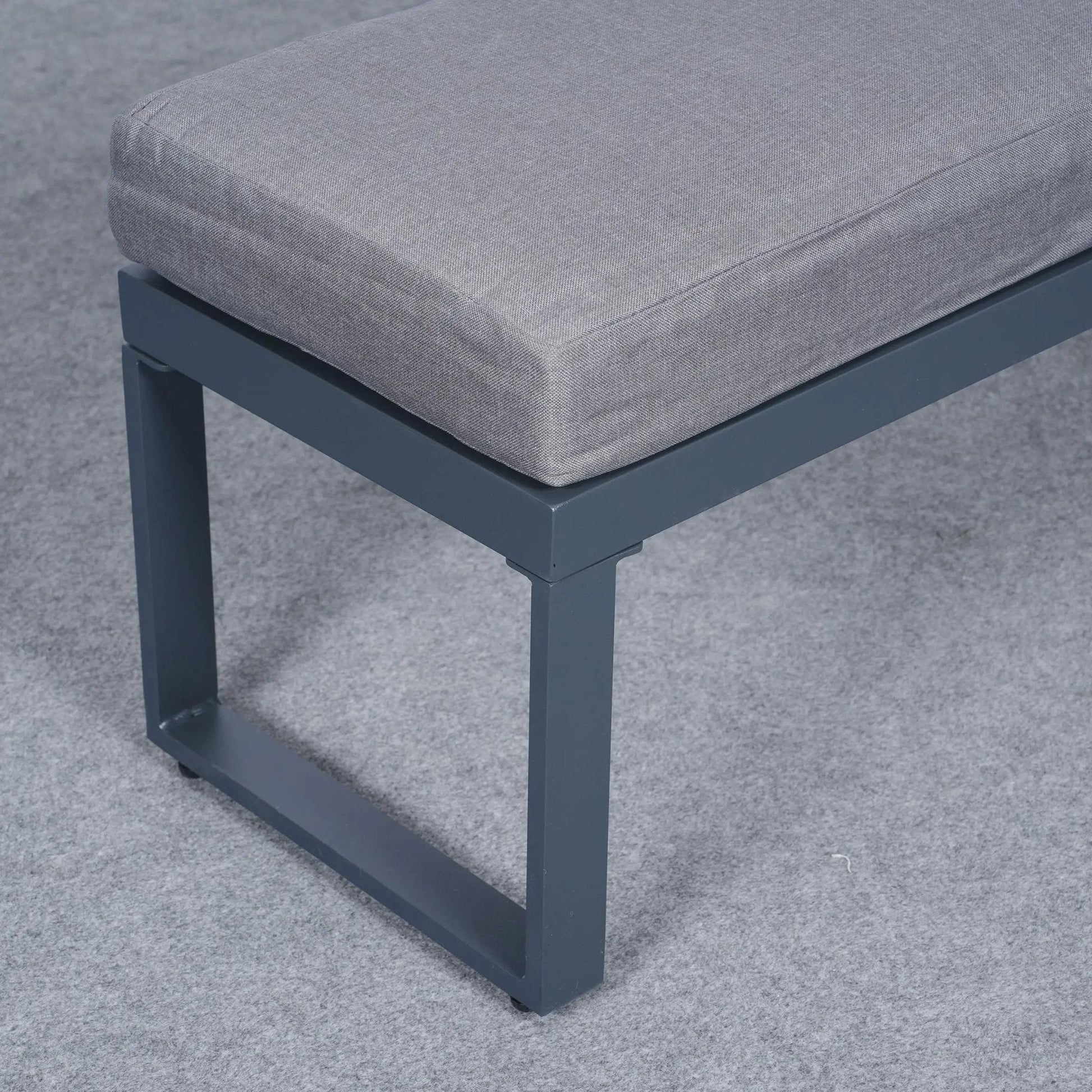 5 Piece Metal Sectional Garden Furniture Set Outdoor Corner Sofa with Cushions and Heated Table - House Comfort