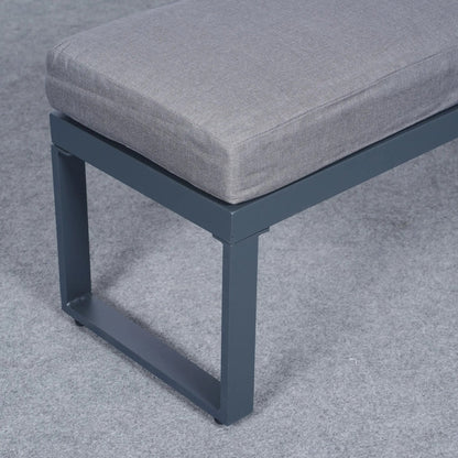 5 Piece Metal Sectional Garden Furniture Set Outdoor Corner Sofa with Cushions and Heated Table - House Comfort