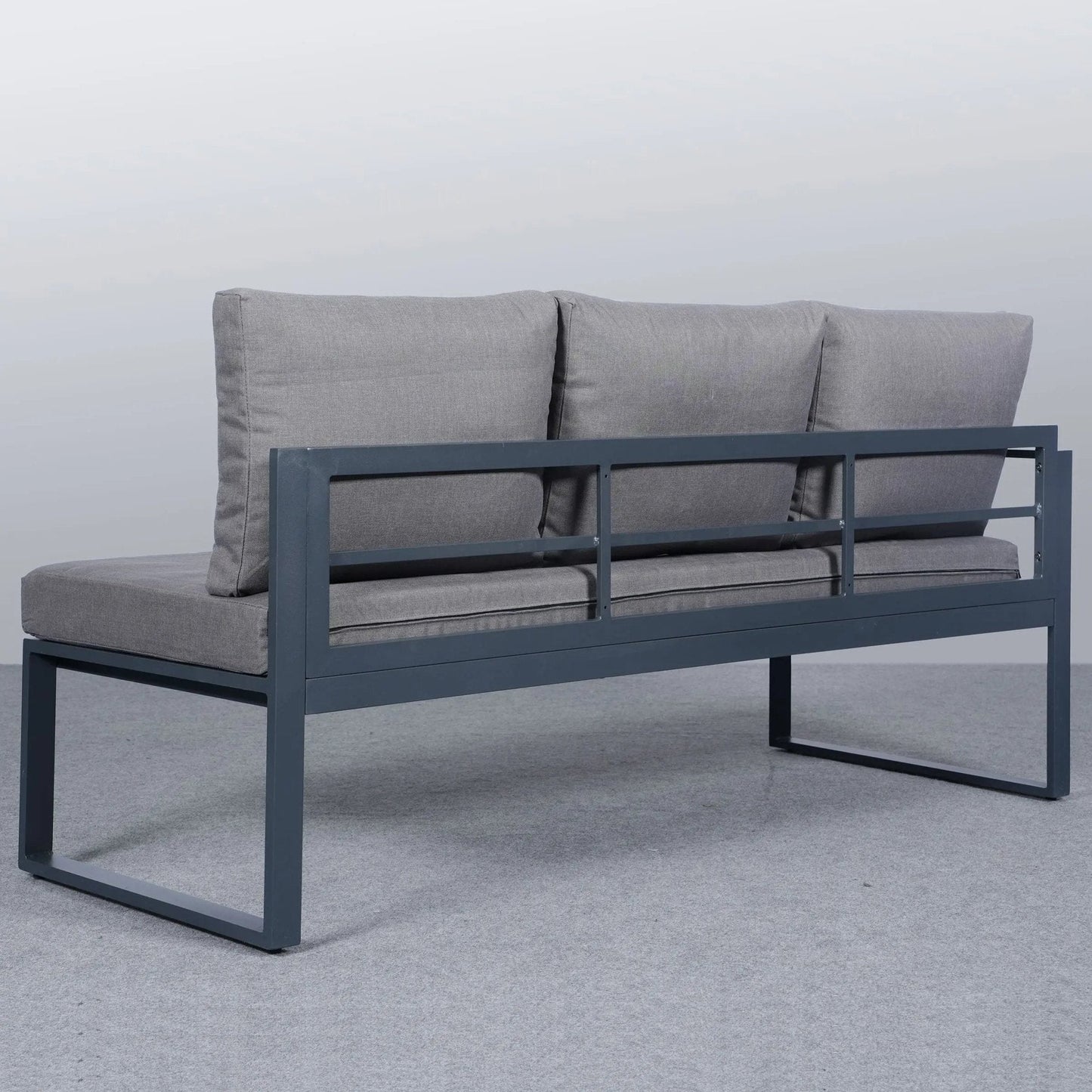 5 Piece Metal Sectional Garden Furniture Set Outdoor Corner Sofa with Cushions and Heated Table - House Comfort