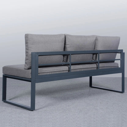 5 Piece Metal Sectional Garden Furniture Set Outdoor Corner Sofa with Cushions and Heated Table - House Comfort