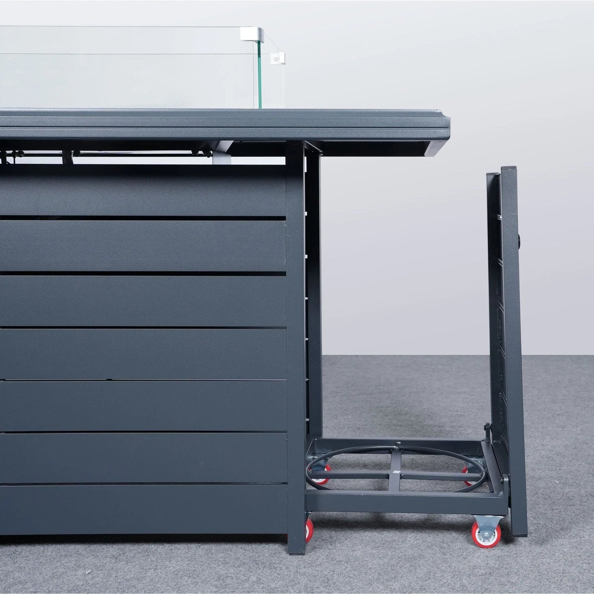 5 Piece Metal Sectional Garden Furniture Set Outdoor Corner Sofa with Cushions and Heated Table - House Comfort