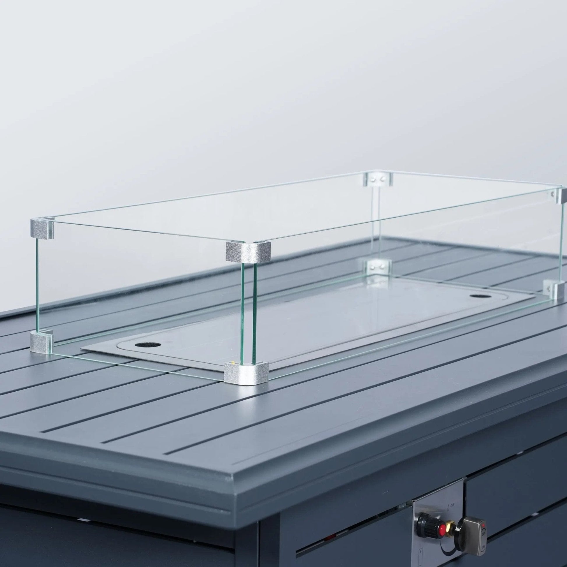 5 Piece Metal Sectional Garden Furniture Set Outdoor Corner Sofa with Cushions and Heated Table - House Comfort