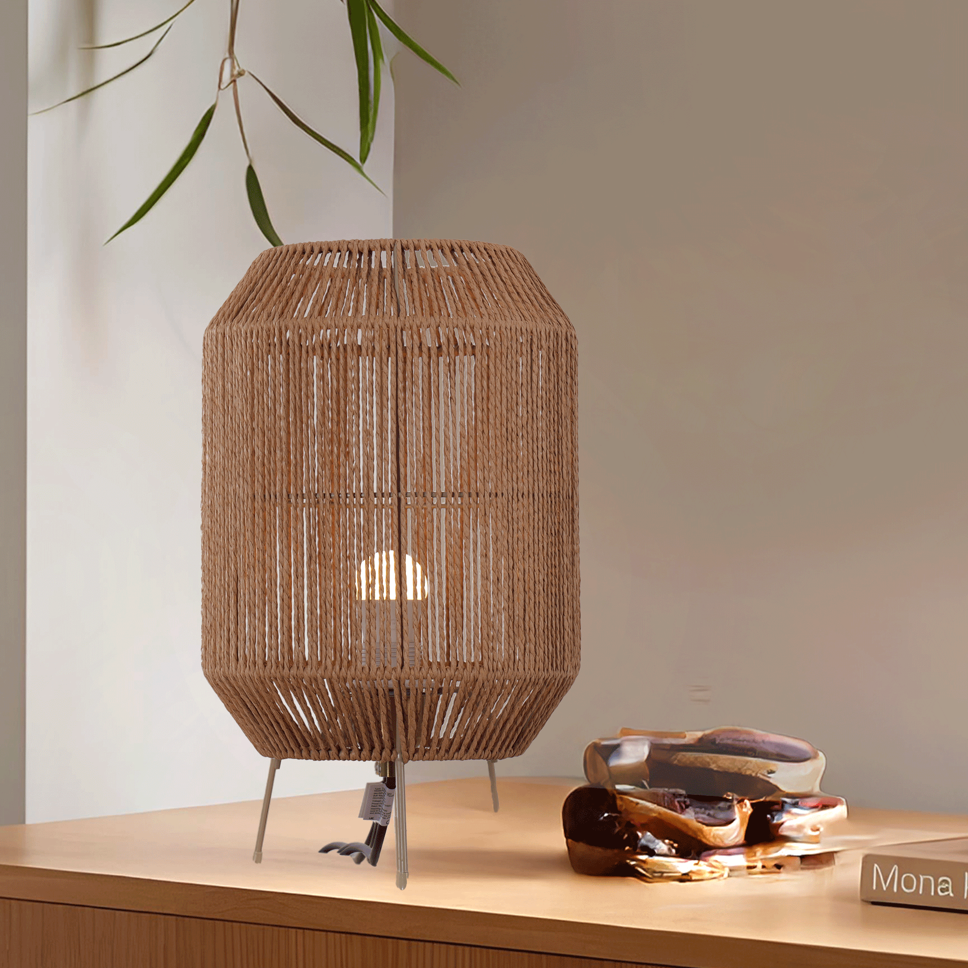 Lightsin Handcrafted Paper Rope Table Lamp Perfect for Living Rooms Velora Boutique