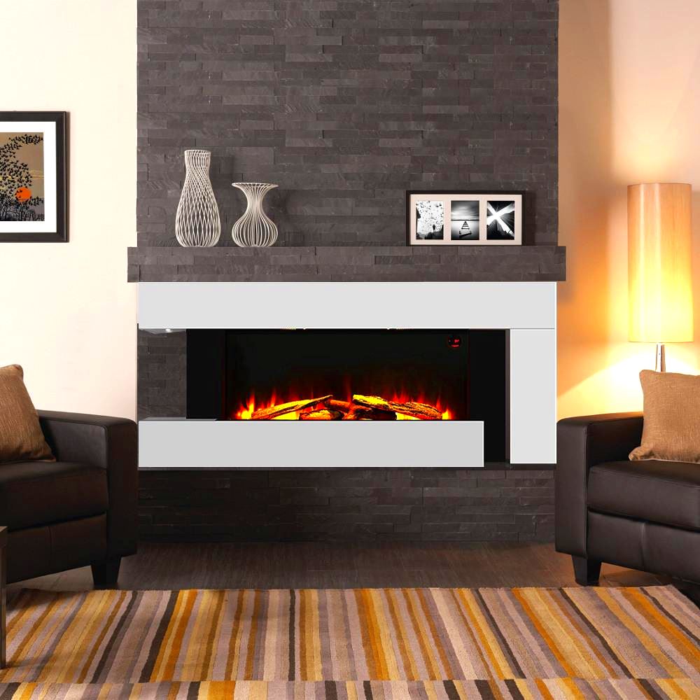 50 Inch 2000W Electric Fireplace Oddly unique L Shaped Wall Mounted Fireplaces - House Comfort